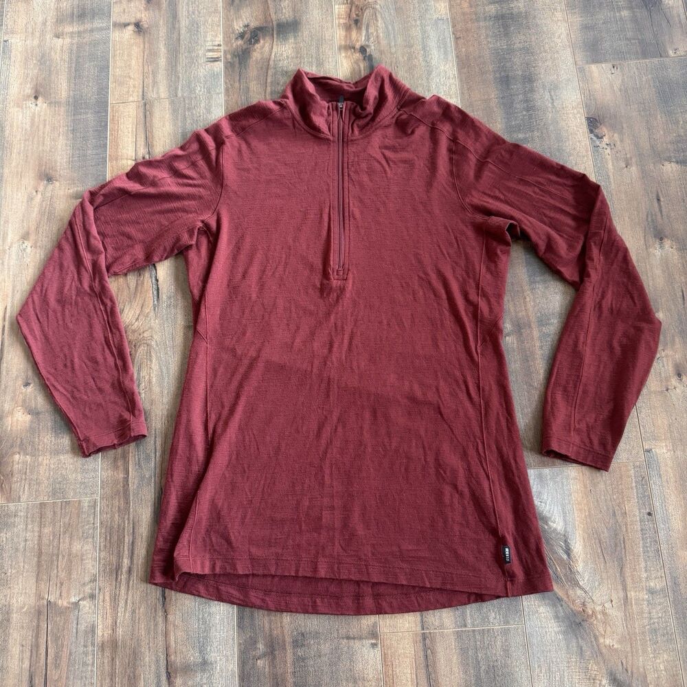 REI Merino Wool Long Sleeve Half-Zip Base Layer Top Shirt Women’s Medium Red
